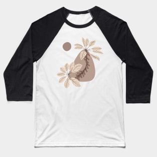 Modern Minimal Boho Abstract Shapes Flowers Plants Warm Tones  Design Baseball T-Shirt